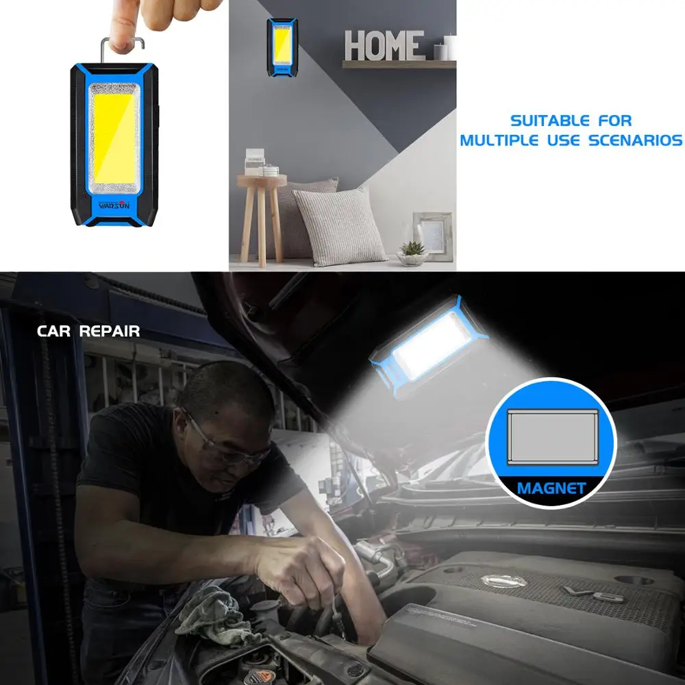 warsun y39 emergency car repairing 10w led worklight rechargeable with magnetic base and phone charging power bank free global shipping