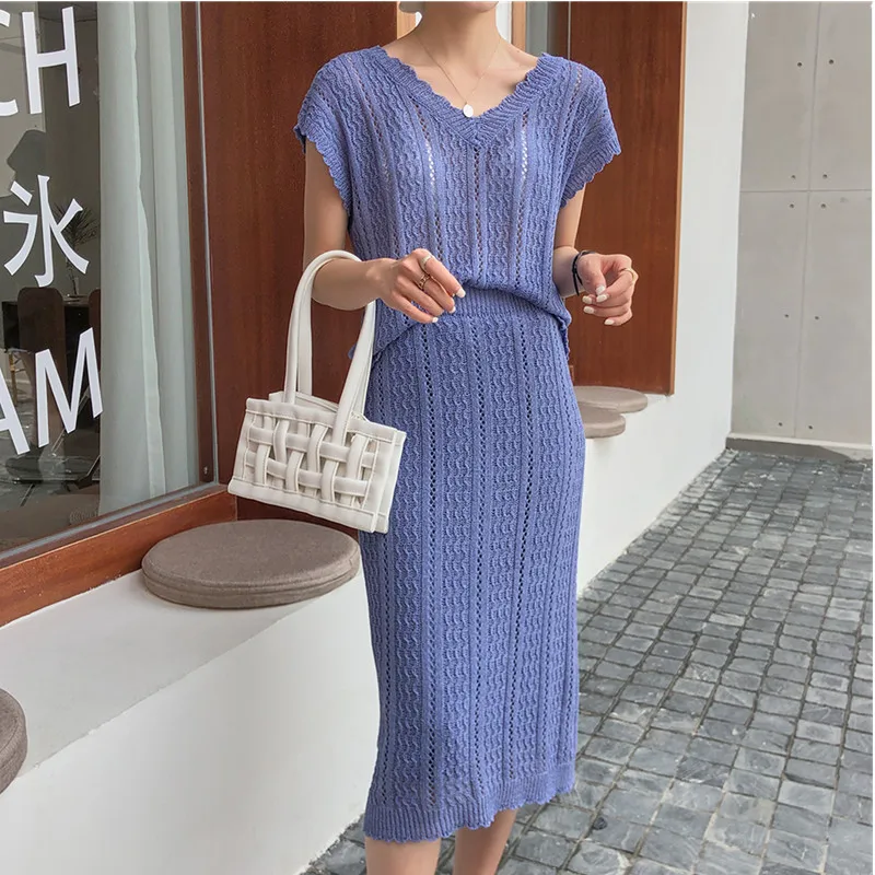 Женский трикотажный костюм SMTHMA Модный комплект из двух предметов свитер с