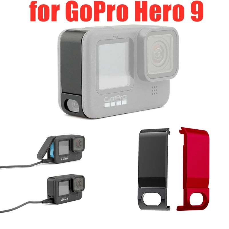

Metal Battery Cover for GoPro Hero 9 Black Charging Port Side Case Removable Battery Lid Door Action Camera Replace Accessories