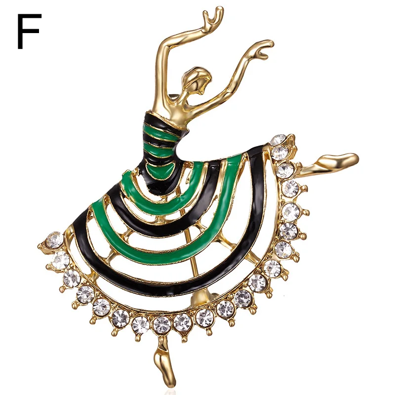 Стразы брошь в виде танцующей девушки с рисунком масляной фигуры заколка для