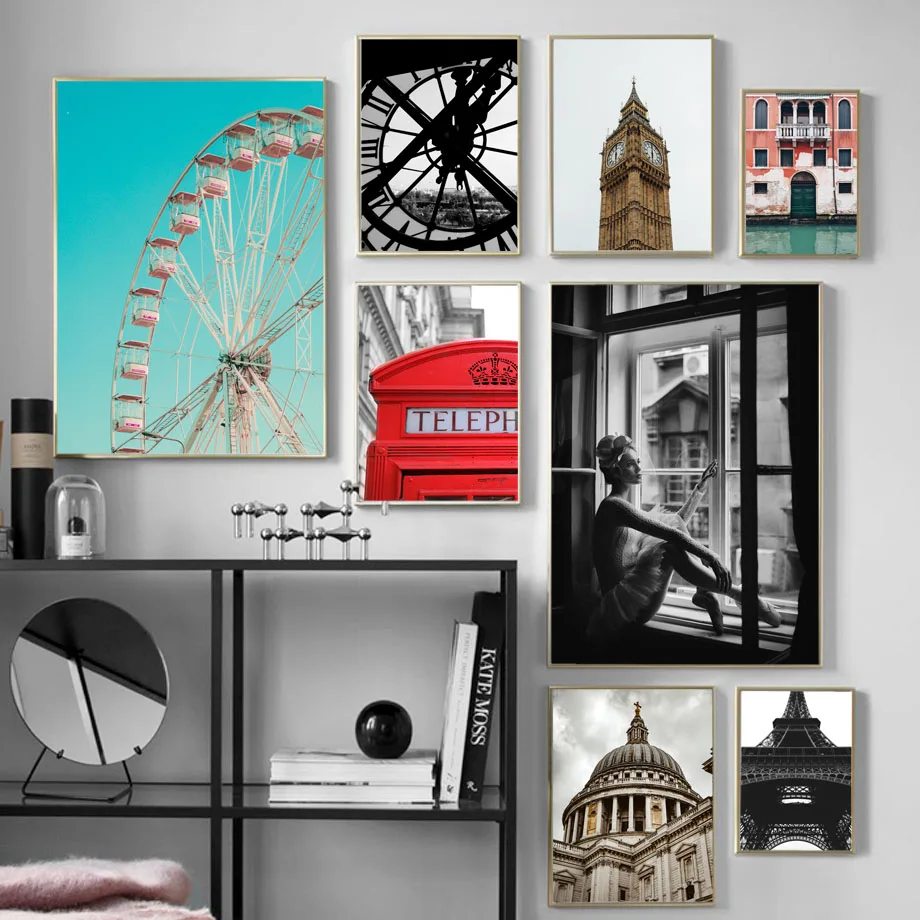 Настенные постеры с изображением Эйфелевой арки церкви Биг-Бена настенные