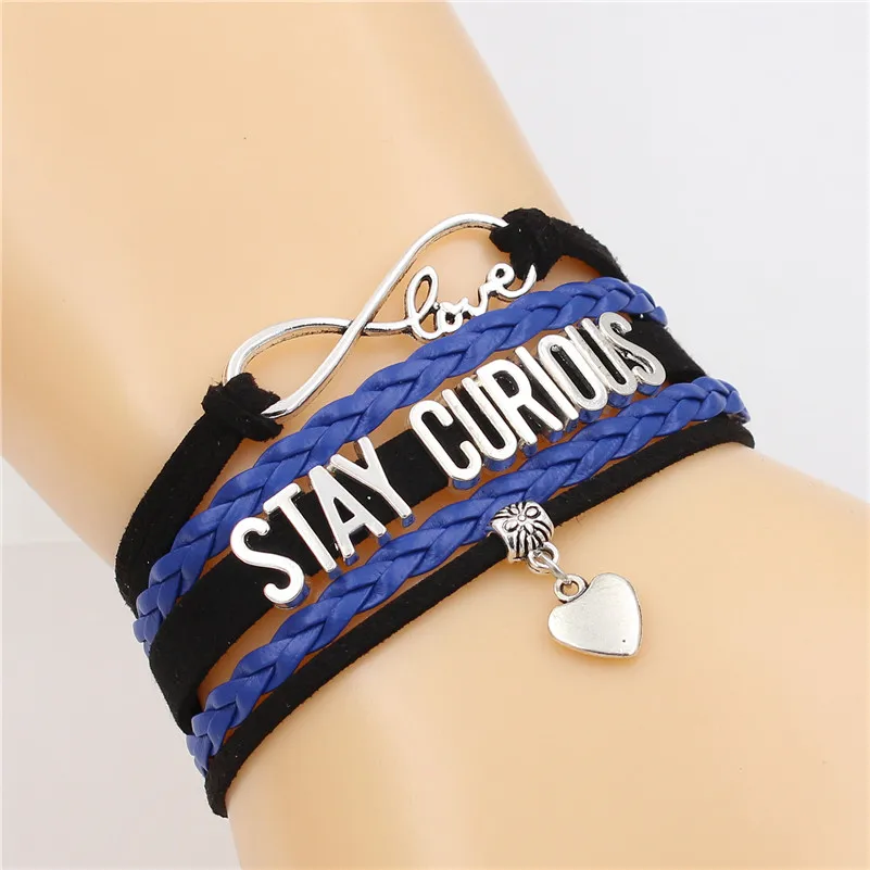 STAY CURIOUS Infinity Love Cute Heart Charm Multi-layer Bracelet Handmade Leather Bracelets PUNK Jewelry for Men&ampWomen | Украшения и