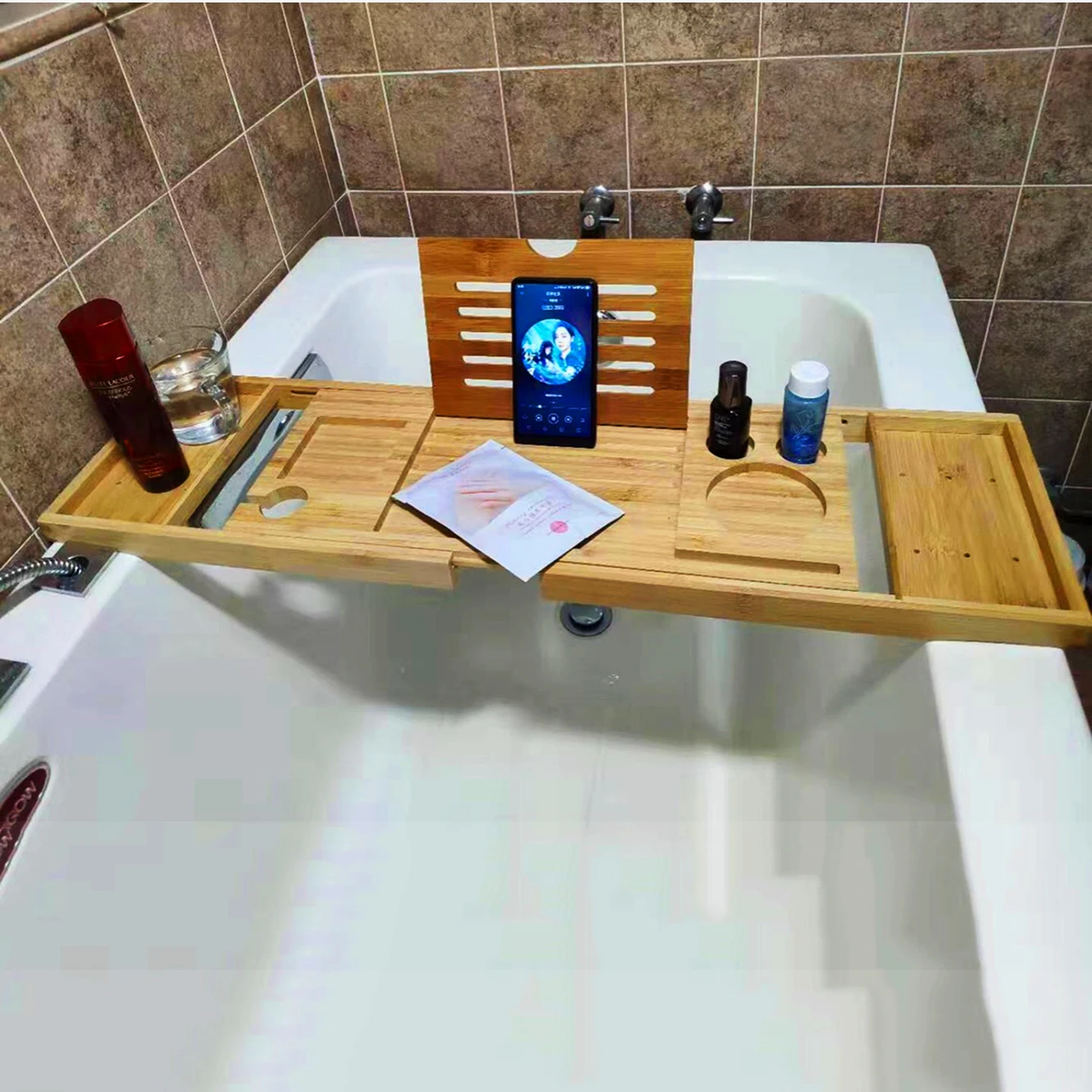 Бамбуковая ванна роскошная полка для ванны мостик поднос коляски подставка вина