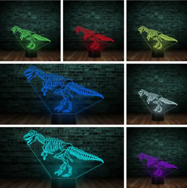 7color Светодиодный ночной Светильник для детской комнаты с изображением динозавра, лампа на батарейках, мебель, ночник, украшение дома, горячая распродажа, настенный светильник, Прямая поставка - Испускаемый цвет: 7color