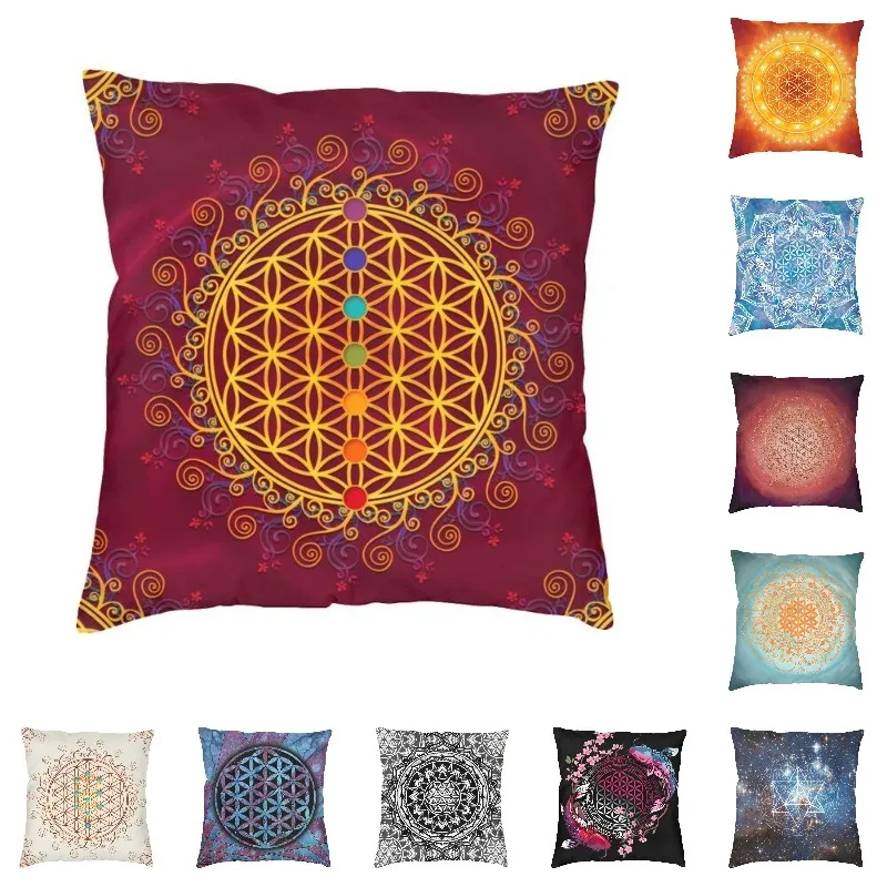 

Flower Of Life Cushion Covers 40x40 Velvet Spirituality Yoga Zen Mandala Pillow Case for Sofa Pillowcase Bedroom Decoration