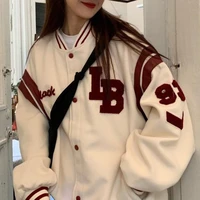 autumwintn 2021 er fashion korean fleece thick sweatshirts female streetwear street casual hip hop baseball uniform jacket coat