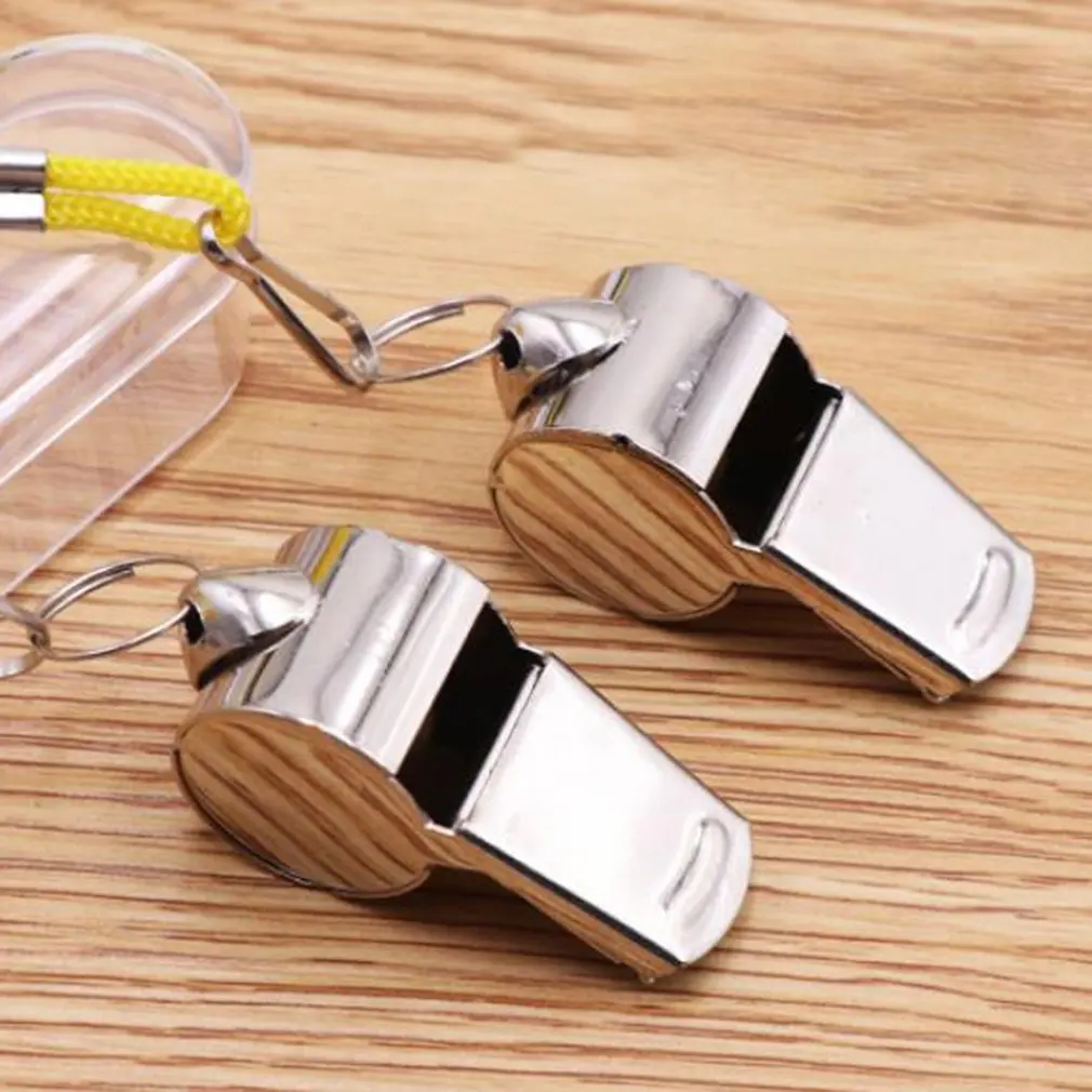 

2021 New Stainless Steel With Rope Referee Whistles Party Training School Sport Game Soccer Basketball Rugby Cheerleading Tools