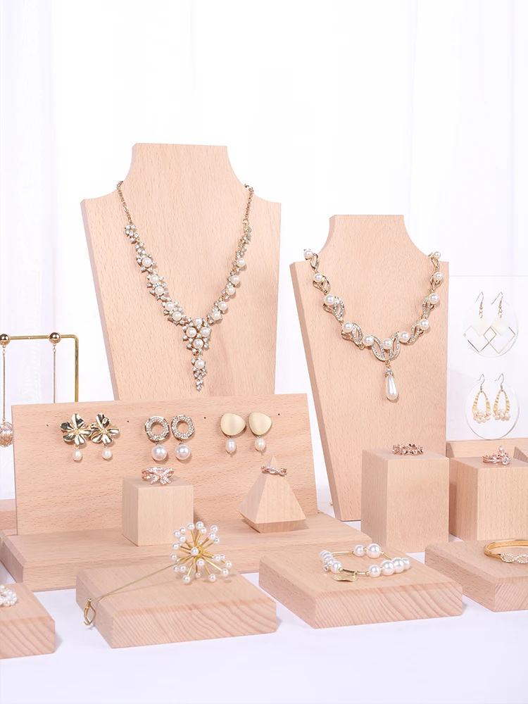 Новая модная витрина из твердой древесины для ювелирных изделий ожерелье