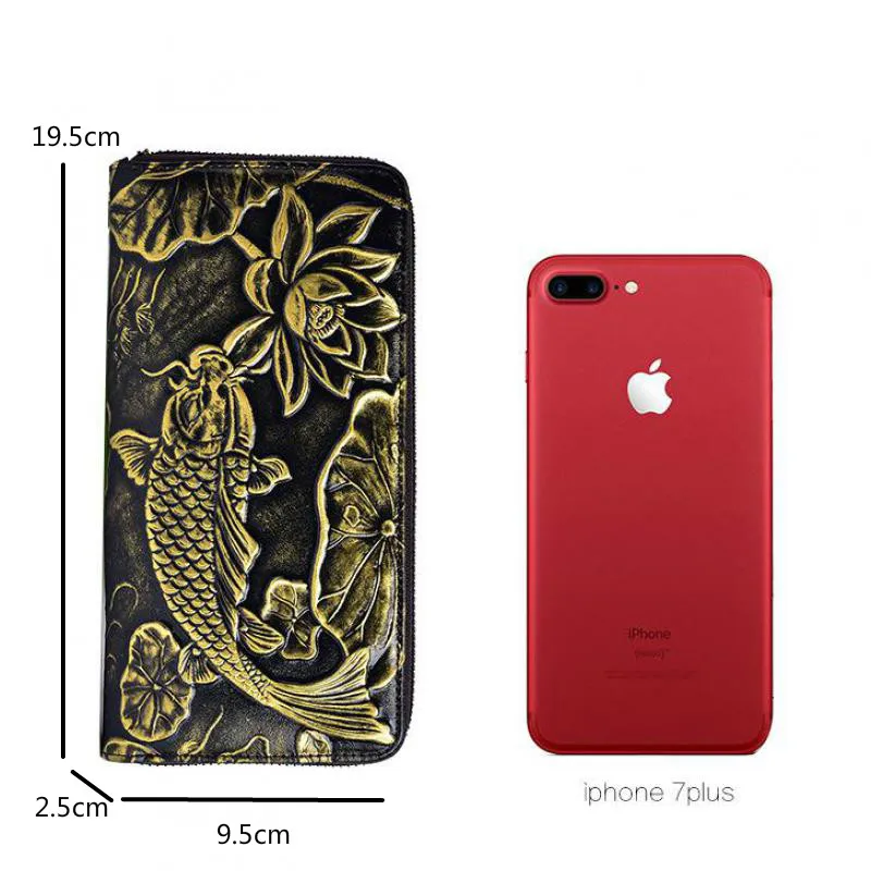 

Bestform Woman Leather Wallet 2021 New Retro Handmade Embossed Genuine Leather Women Card Holder Phone Purse Clutch Wallets