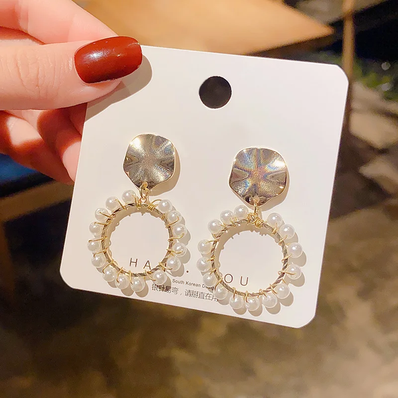 

925 silver needle pearl Circle Earrings, xianqisen series, super immortal, exquisite, high-grade, atmospheric earrings, small