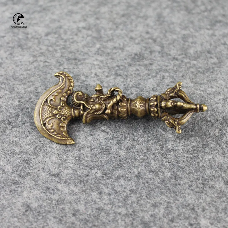 Медный Тибетский большой топор с головой дракона буддистский пестик украшения