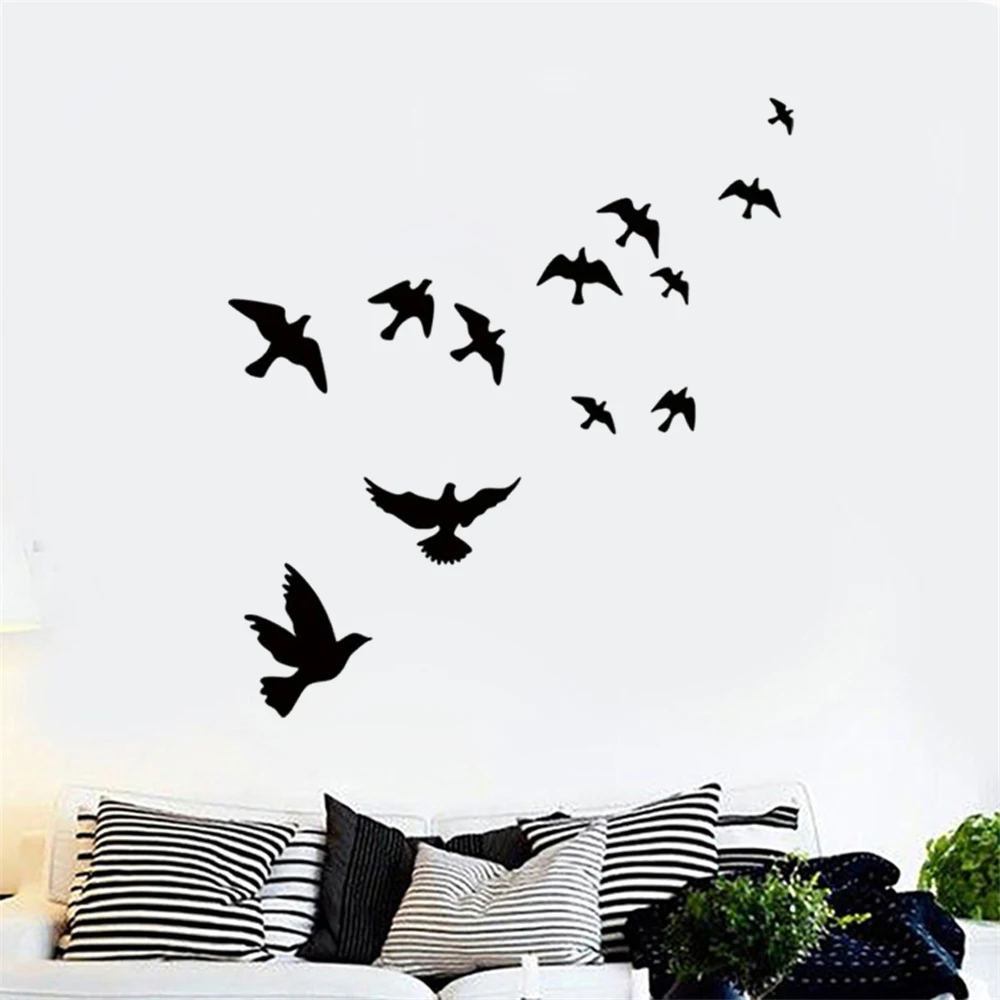 

Настенные Стикеры с изображением группы птиц, съемные виниловые резные обои для гостиной, дивана, фона телевизора, декоративные фрески, наклейки, обои HJ0353
