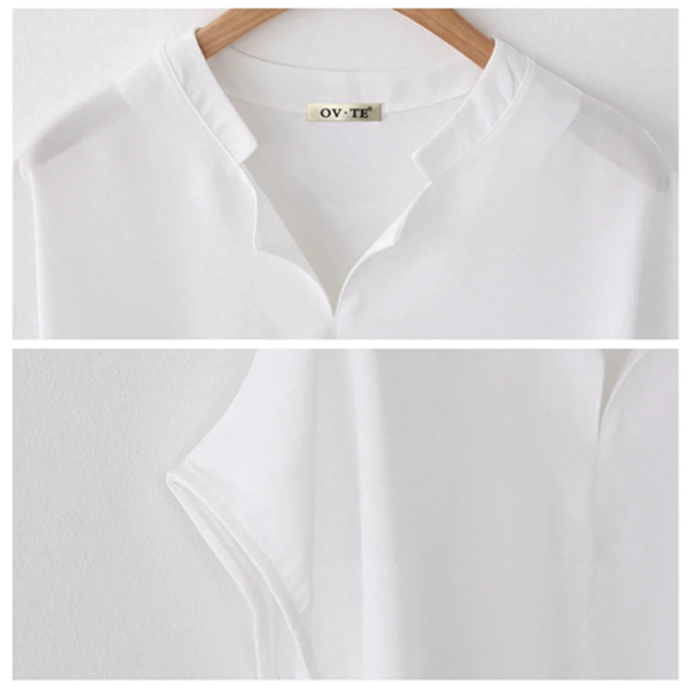 

Women's Clothing Summer New Fashion Women's V-neck Casual Loose Stand Collar Top T-shirt Blouse Plus Size