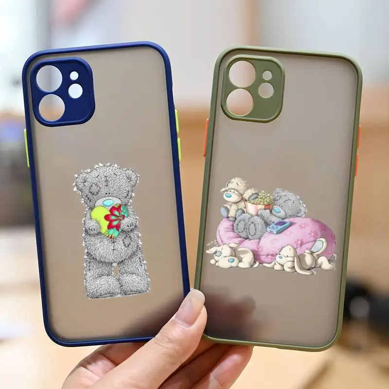 

Lovely Teddy bear Phone Case matte transparent For Clear Funda sapphire iPhone 7 8 x xs xr 11 12 pro plus max mini