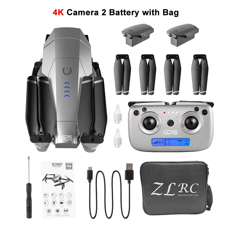 SG907 4K 2B CB SG907 gps Дрон с 4K HD регулируемой камерой Широкий угол 5G wifi FPV RC Квадрокоптер Профессиональный складной Дрон E520S E58 - Цвет: SG907 4K 2B CB