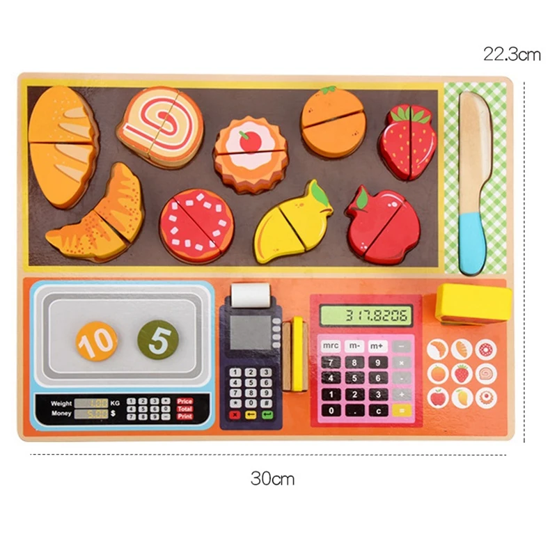 

Play Food Cutting Food Wooden Play Food Set Fruits Supermarket Toys Kitchen Fruits and Greengrocery Cognitive Toy