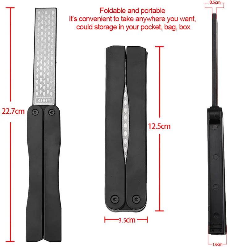 

Folding Knife Sharpener Tools and accessories Grinder Fan-shaped Double-sided Grinder Kitchen Grindstone Camping Accessories