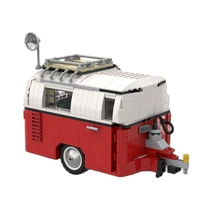 899pcslot moc caravan camping trailer for 10220 vw t1 bus building blocks car model bricks bus diy toys for children gifts
