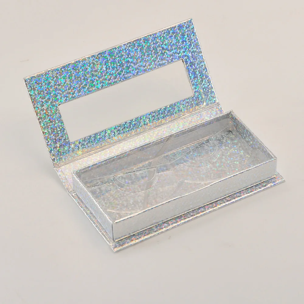 

Wholesale Eyelash Packaging Box Lash Boxes Package Custom Rectangle Magnetic Silver Glitter 25mm Mink Lashes Makeup Case Vendors