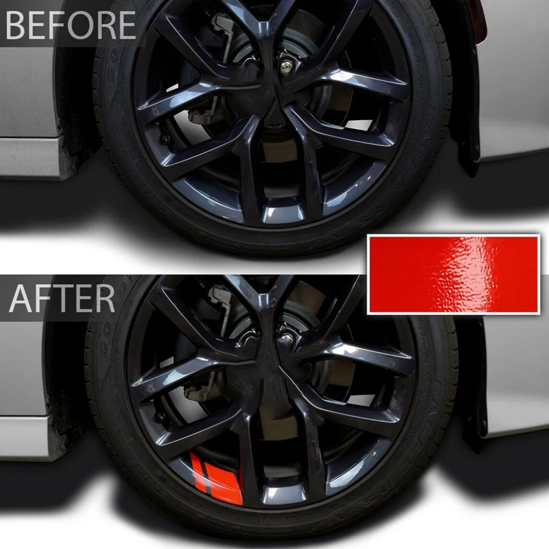 

New 6Pcs Universal Car Wheel Rim Vinyl Stickers Reflective Hash Mark Stripe 16" - 21" Racing Wheel Hub Decals Car Styling