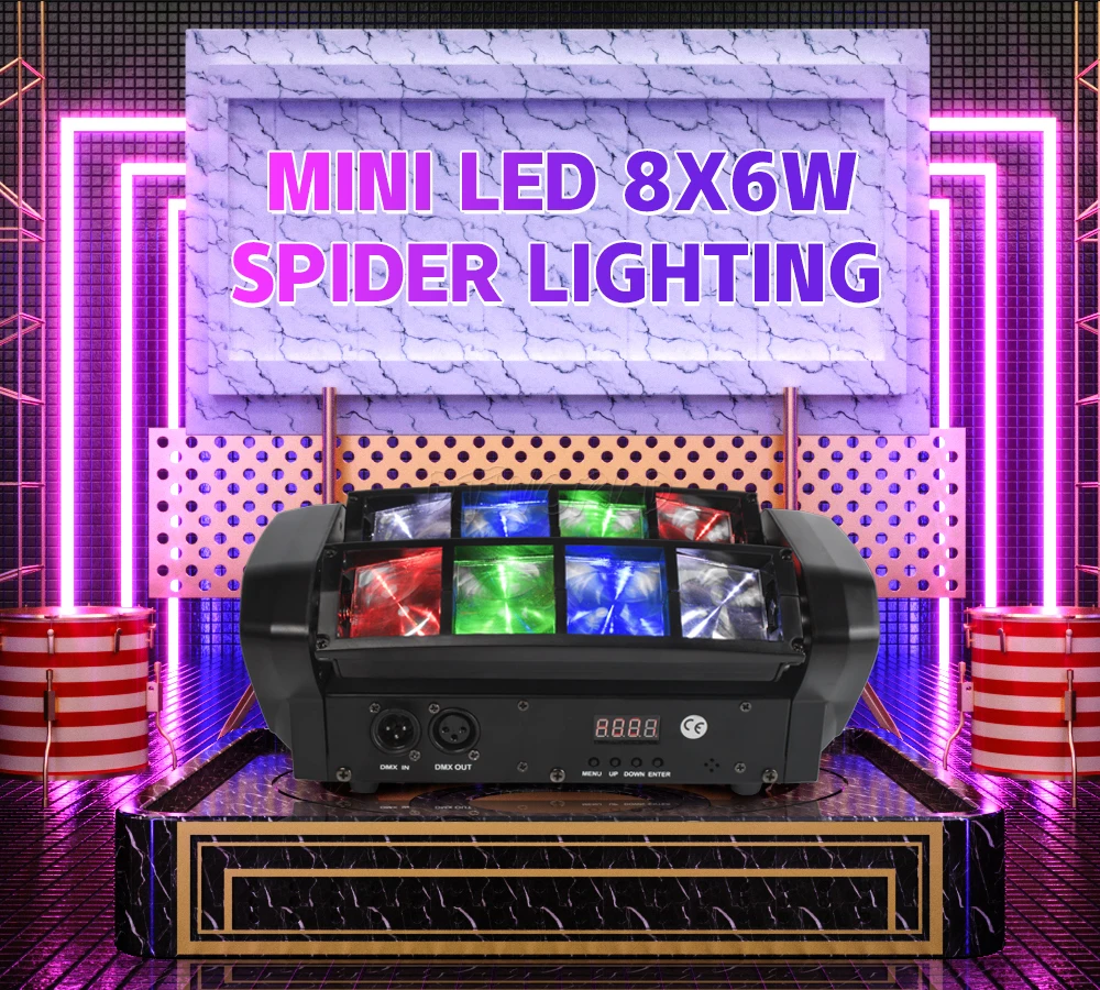 1/2/4pcs Party mood light Led 8 Eyes Spider 8x6w RGBW 4in1 Beam Moving Head Light DMX512 For Home Party DJ Disco Stage Effect