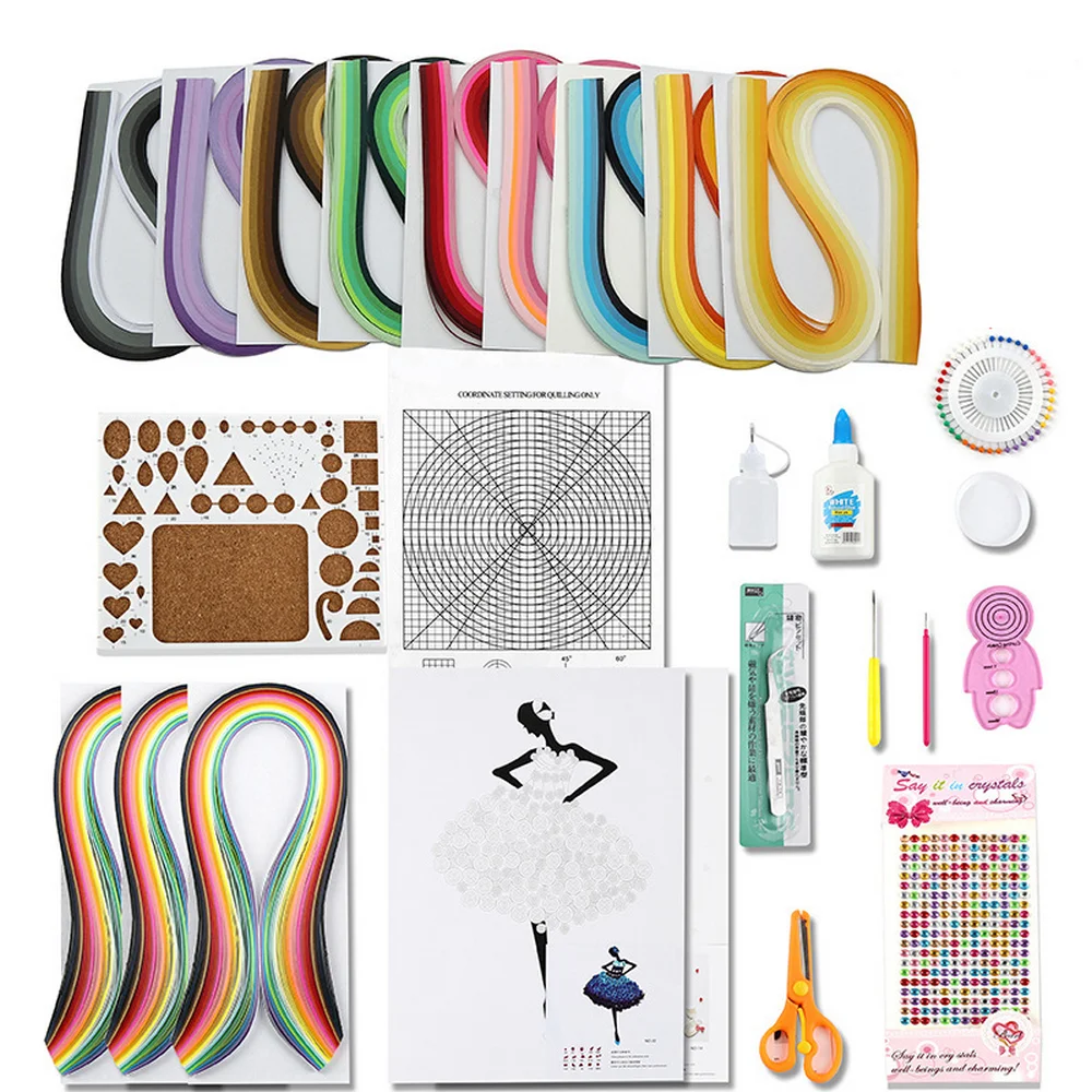 

Paper Quilling Kit Art Paper DIY Craft with Tools 45 Colors 900 Strips Quilling Play Set for Make Christmas Gift Home Decoration