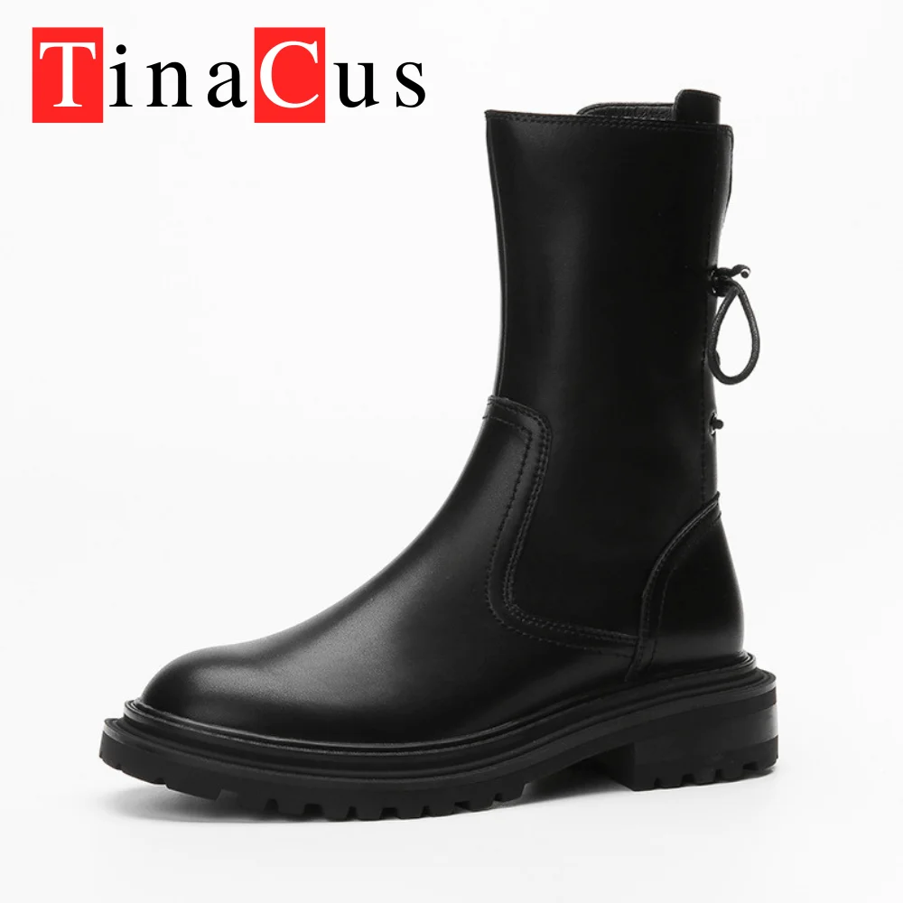 

TinaCus Женские ботинки челси, черные удобные ботинки на платформе и толстом каблуке, с круглым носком, на шнуровке, с боковой молнией, весна 2022