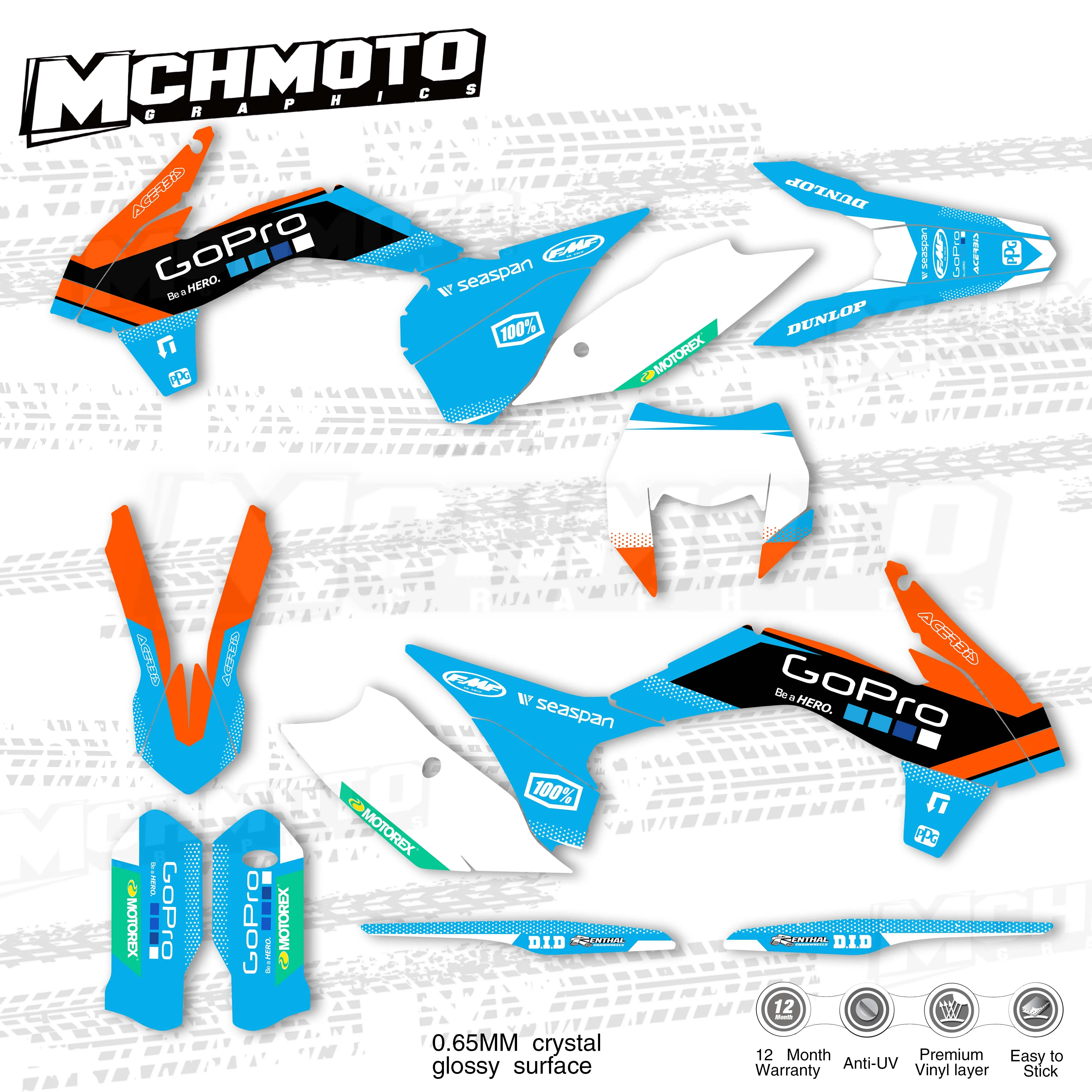 Mchmfgpegatinas gráficas completas, Fondo de motocicleta, nombre de número personalizado para KTM EXC EXC-F 125 250 300 350 450 2014 2015 201
