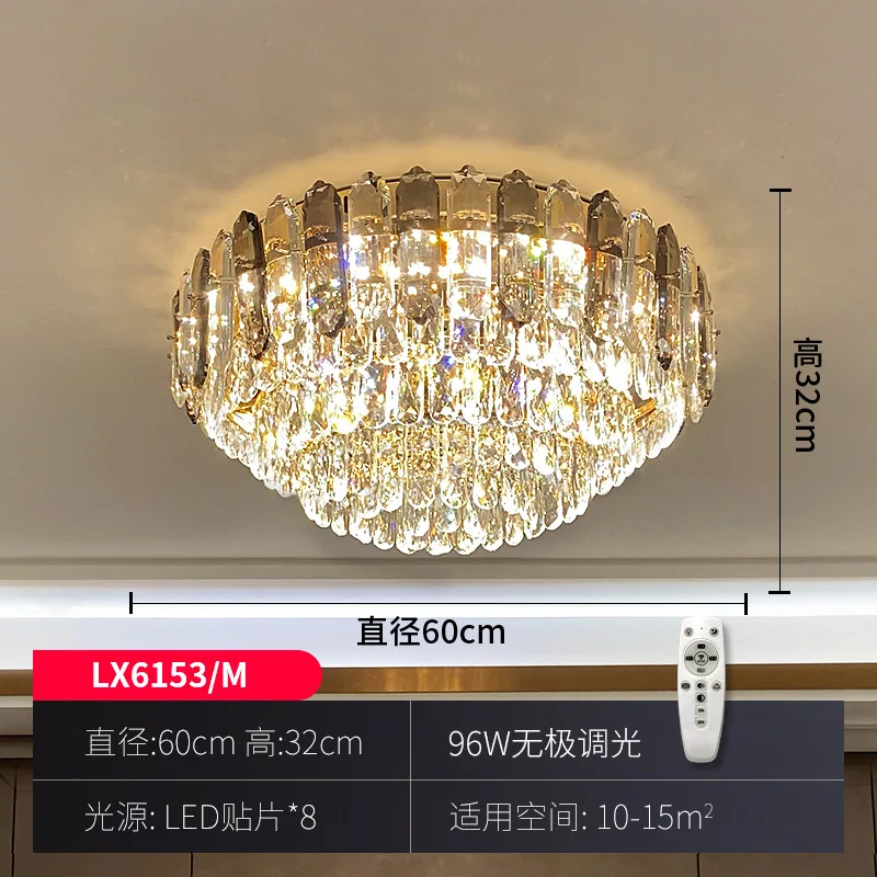 

Affordable Luxury Post-Modern Crystal Ceiling Lamp RomanticledBedroom Light Modern Simple Round High-End Lamp In The Living Room