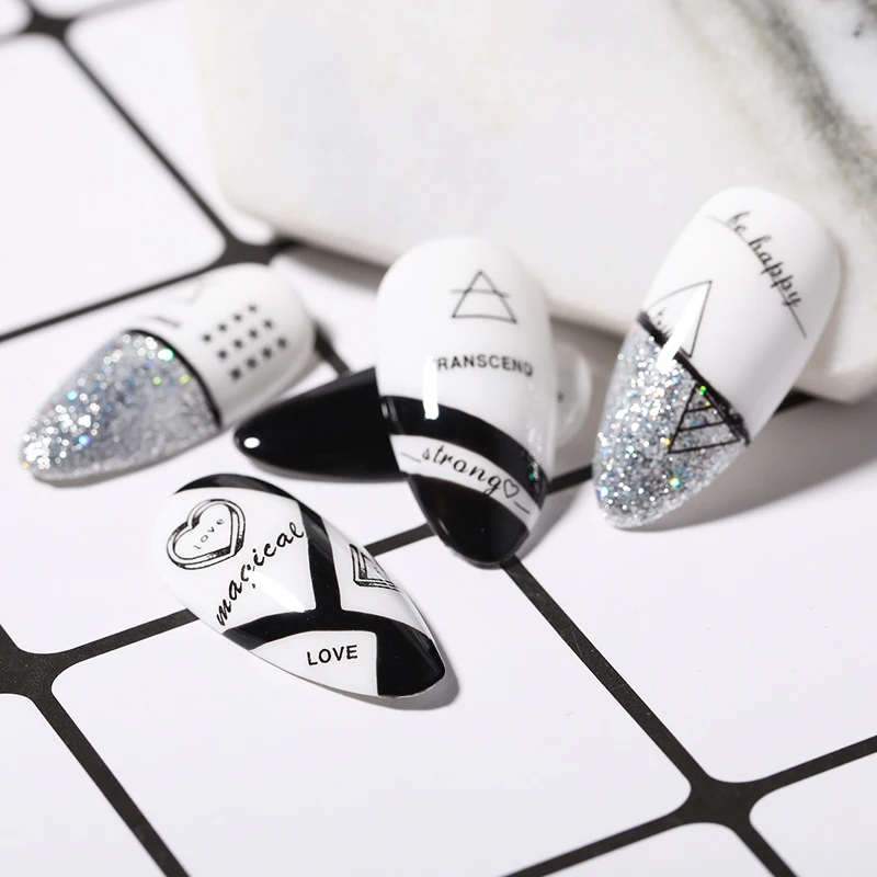 1 лист простых узоров наклейки для ногтей водонепроницаемые художественные