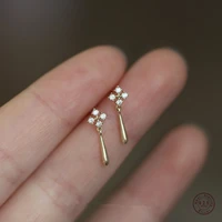925 sterling silver european simple snowflake stud earrings women pav%c3%a9 crystal water drop tassel earrings 14 gold jewelry
