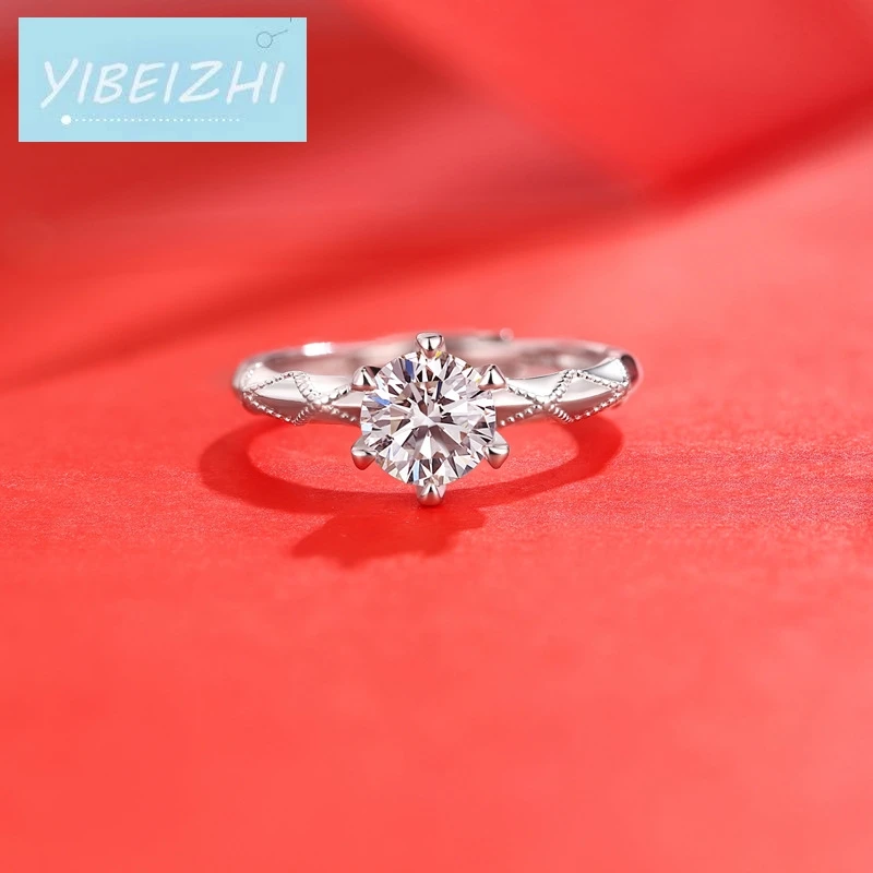 

6.5mm Moissanite Ring 925 Sterling Silver 1 Carat D Excellent Color Cut Pass Diamond Moissanite Test Rings For Women's Jewelry
