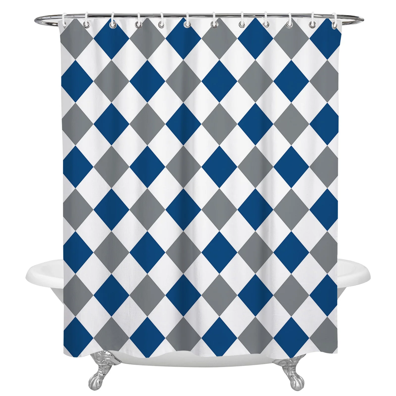 

Водонепроницаемая занавеска для душа с ромбовидными вставками, синяя, серая занавеска для душа, фрикционная декоративная занавеска для ван...