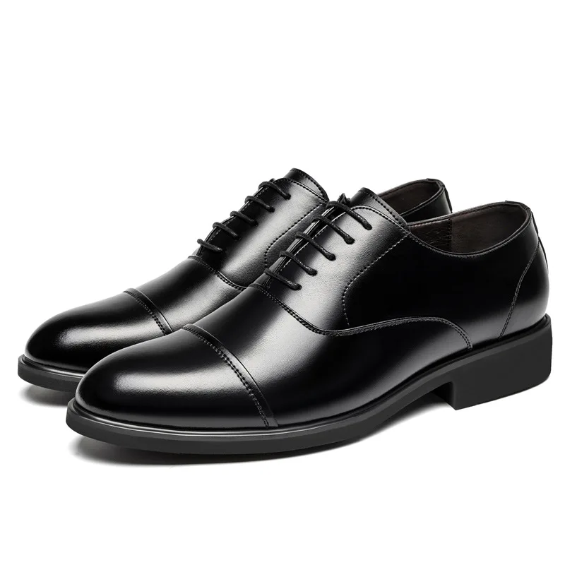 

37-46 Men's Flat / 5 CM Heightening Elevator Shoes Business Formal Leather Shoes Man British Casual Wedding Suit Shoes