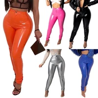 push high skinny waist female pu latex solid fall women leather pencil pants trousers winter up color sexy faux pants pants pu l