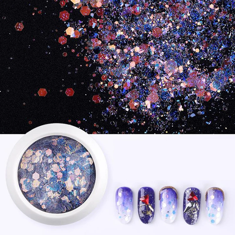 

1 Box Nail Art Mermaid Glitter Flakes Sparkly 3D Sequins Spangles Polish Powder Dust Manicure DIY Nails Decorations