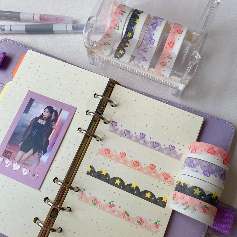 Милые наклейки с сердечками звездами вишней декоративная лента сделай сам