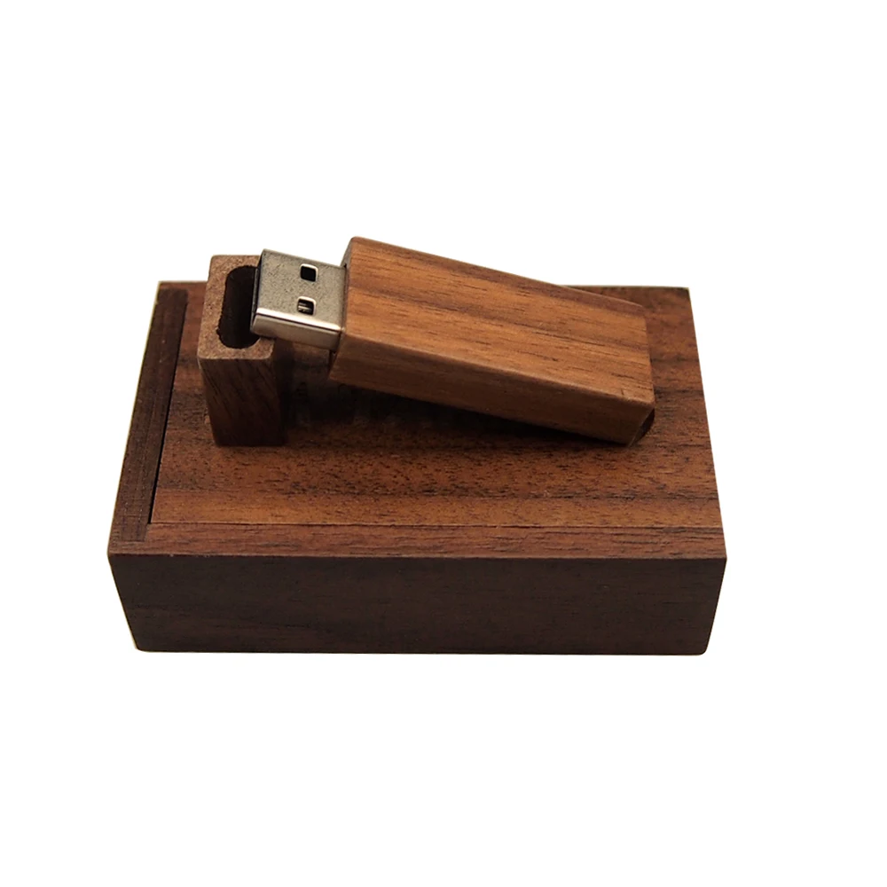 

(Over 10pcs Free Logo) Walnut Wooden + Box USB Pendrive 4GB 8GB 16GB 32GB Usb Flash Drive Pen Drive 128MB For Photography Gift