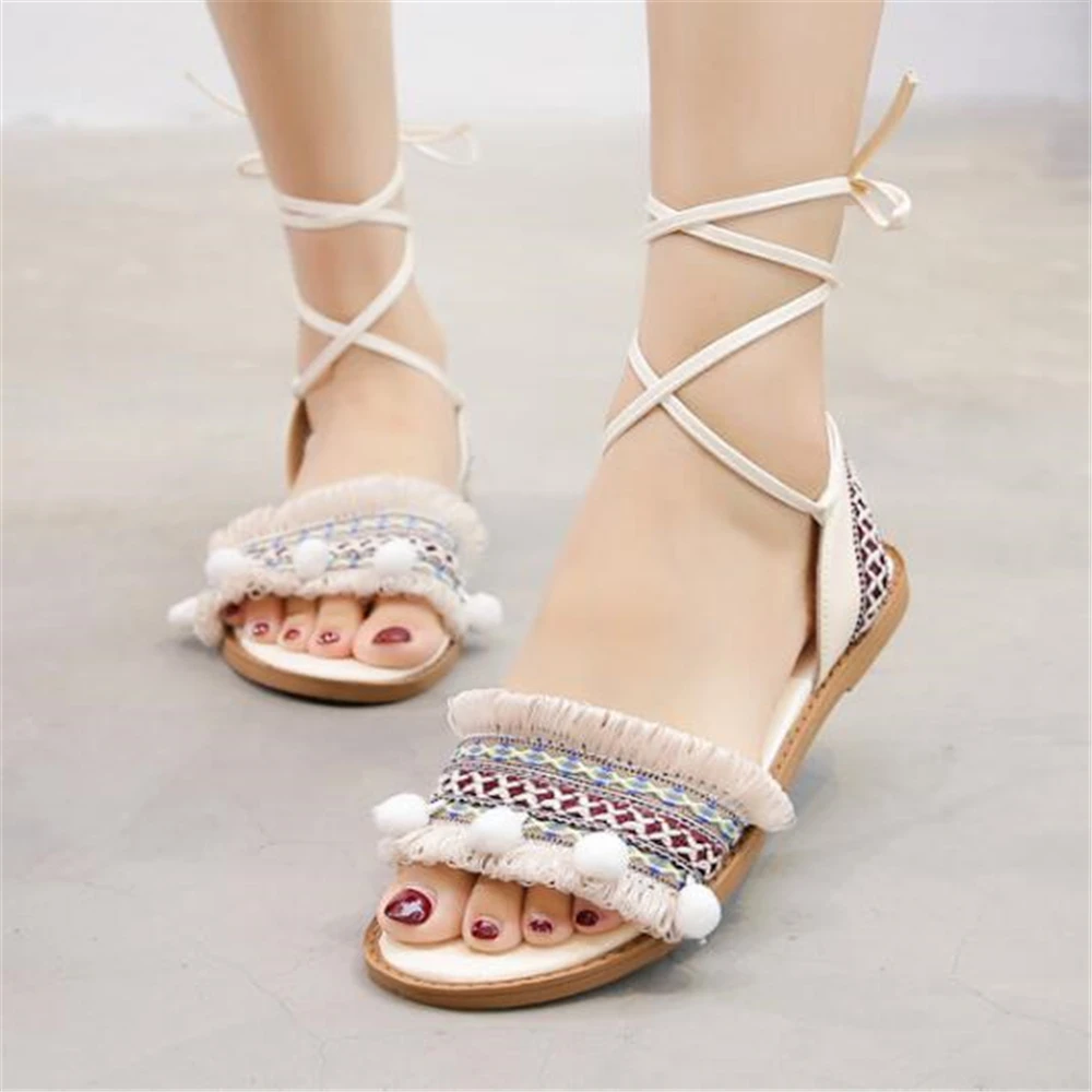 Пляжная Свадебная обувь цвета слоновой кости сандалии для свадьбы открытые