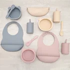 Рождественский подарок съедобный складной детский нагрудник наборы Небьющийся чашка рельефный Прорезыватель силиконовая чаша набор для кормления
