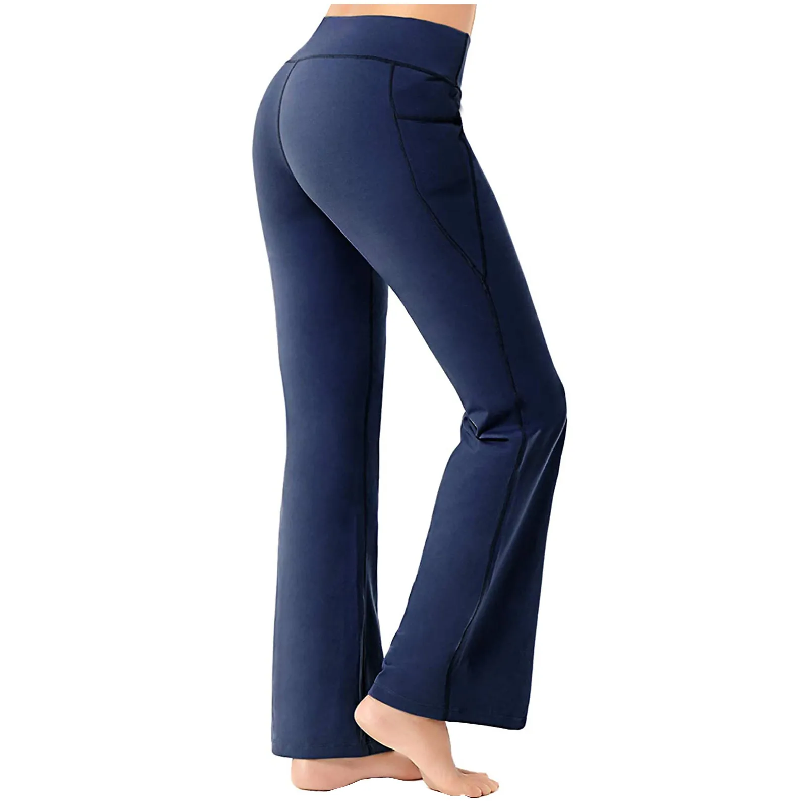 

Women Yoga Exercise Fitness Leggings Activewear Pants Pure Color High Waist Pocket Sports Fitness Yoga Wide Leg Pants