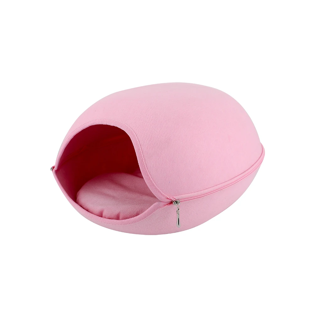B Pink Съемная кошачья кровать домик для кошек из натурального войлока кошачья пещера на молнии диаметр 22/26 см котята пещера с подушкой Аксессуары для кошек - Цвет: B Pink