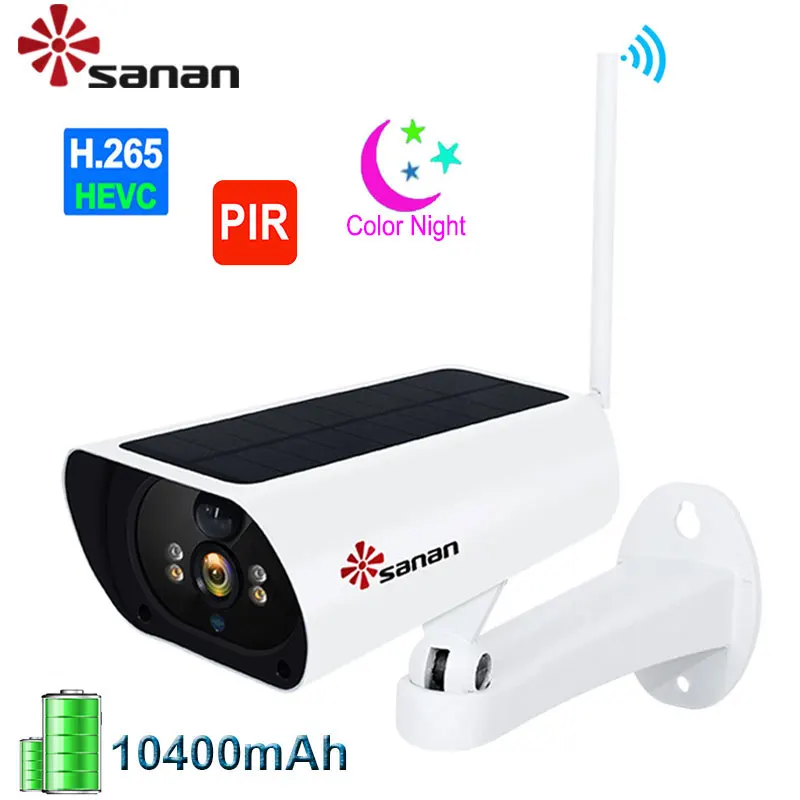 SANAN Солнечная камера безопасности WIFI IP Открытый 1080P H.265 полный цвет 20 М ночного