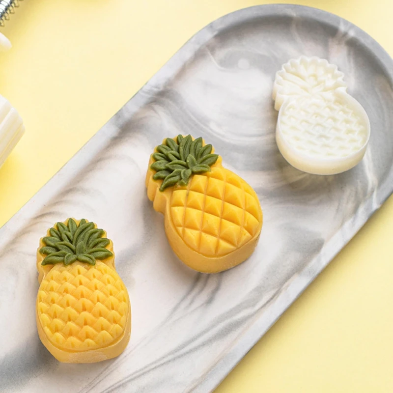 

Plastic Mooncake Mold 30g Pineapple Stamp Biscuit Cookie Cutter Mould DIY Hand Pressure Fondant Baking Tool