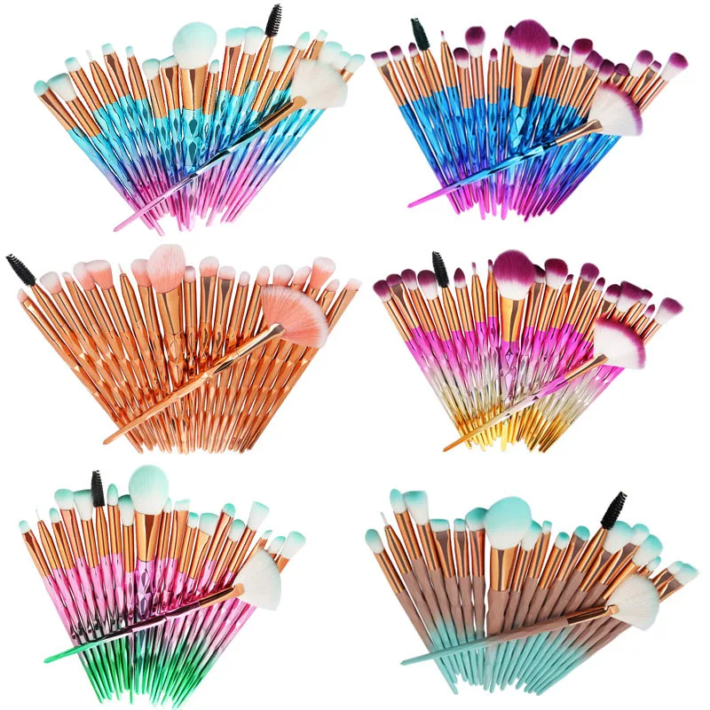 

20PCS/Set Diamond Makeup Brushes Set Foundation Blush Blending Eye Lip Cosmetic Beauty Powder Make up Brush Eyeshadow Consealer