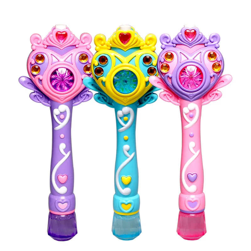 

[Funny] Princess Fully-automatic electronic bubble machine magic wand music and light bubble gun toy children party kids gift