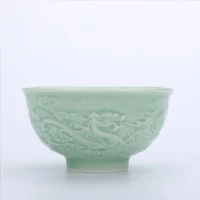 wourmth natural health ceramic emboss craft 4 5inch bowl chinese style celadon bowl home bone china rice soup bowl tableware