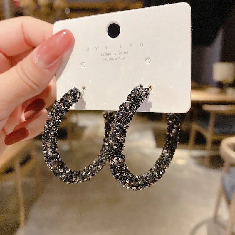 

925 Sterling Silver 50mm Big Circle Round Hoop Earring For Women Unusual Earrings 2021 Trend Christmas Party Wedding Jewelry