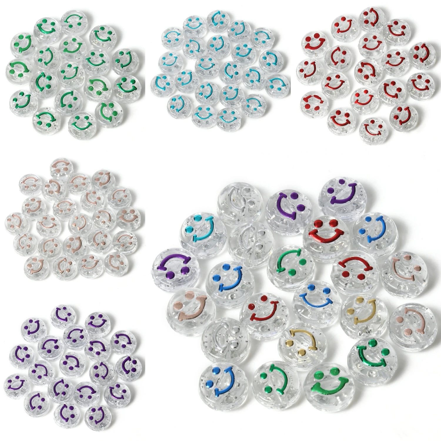 

100pcs Transparent Smile Face Oval Shape Acrylic Loose Spacer Beads For Jewelry Making DIY Charms Bracelet Necklace Accessories