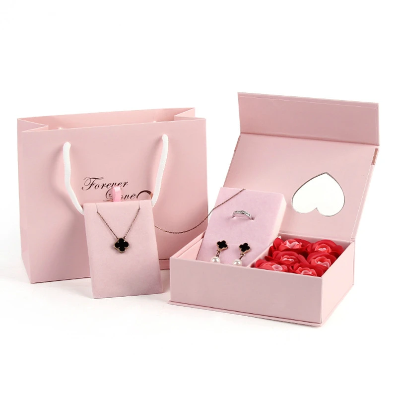 

Изысканные ювелирные изделия Подарочная коробка вечная роза мыло цветок свадебное кольцо серьги ожерелье День Святого Валентина Ювелирна...